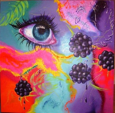 ''Fruity Time'', 2009, 100x100, acryl p� l�rred, 3500 Dkk ( file med de samme navn) For sale in Gallery Art Danish, Irmingersgade 13, 2100 K�benhavn �